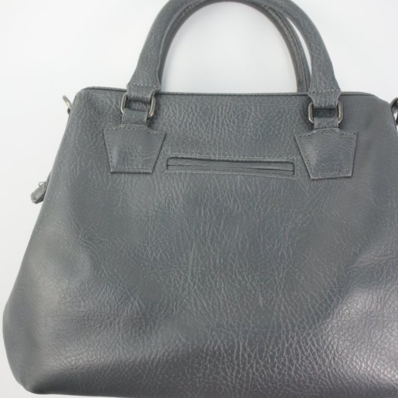 Matt & Nat Gray Vegan Leather Handbag Shoulder Crossbody Detachable Strap Zipper - Picture 3 of 16
